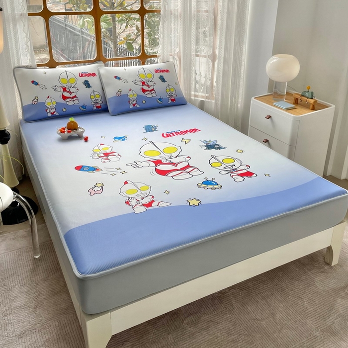 91家纺网 家纺一手货源 找家纺 蘭菲家纺 2025新款冰丝奥特曼凉席套件 抱团