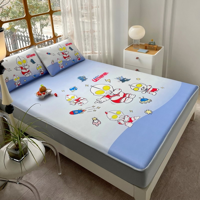 91家纺网 家纺一手货源 找家纺 蘭菲家纺 2025新款冰丝奥特曼凉席套件 抱团