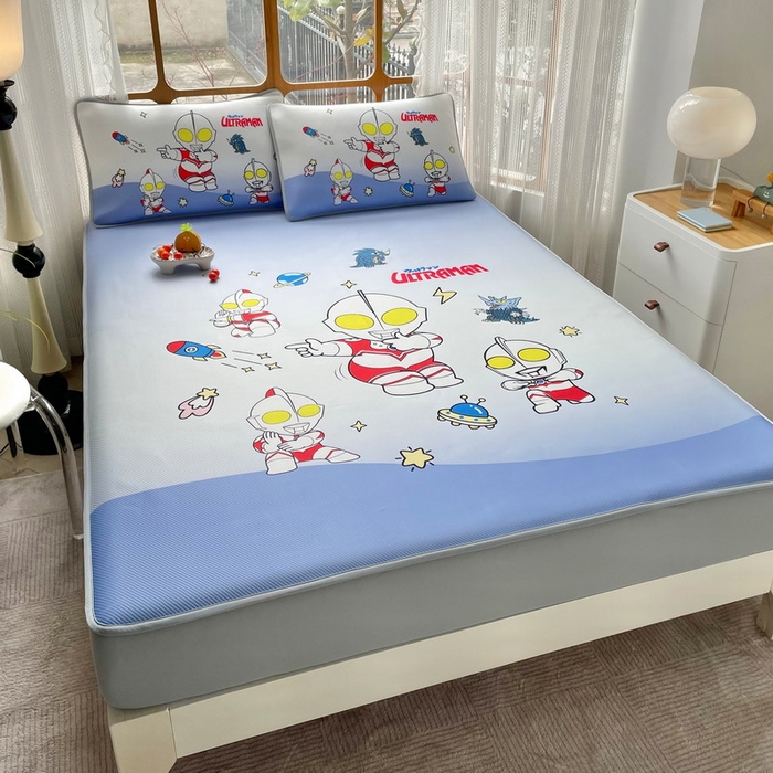 91家纺网 家纺一手货源 找家纺 蘭菲家纺 2025新款冰丝奥特曼凉席套件 抱团