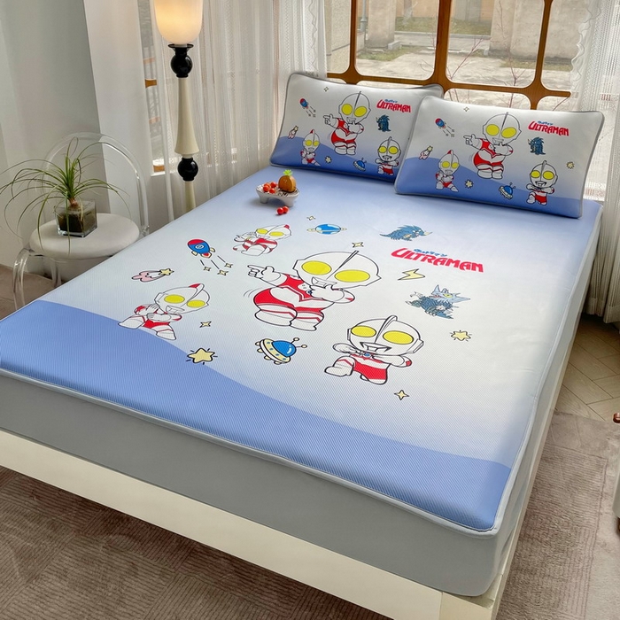 91家纺网 家纺一手货源 找家纺 蘭菲家纺 2025新款冰丝奥特曼凉席套件 抱团