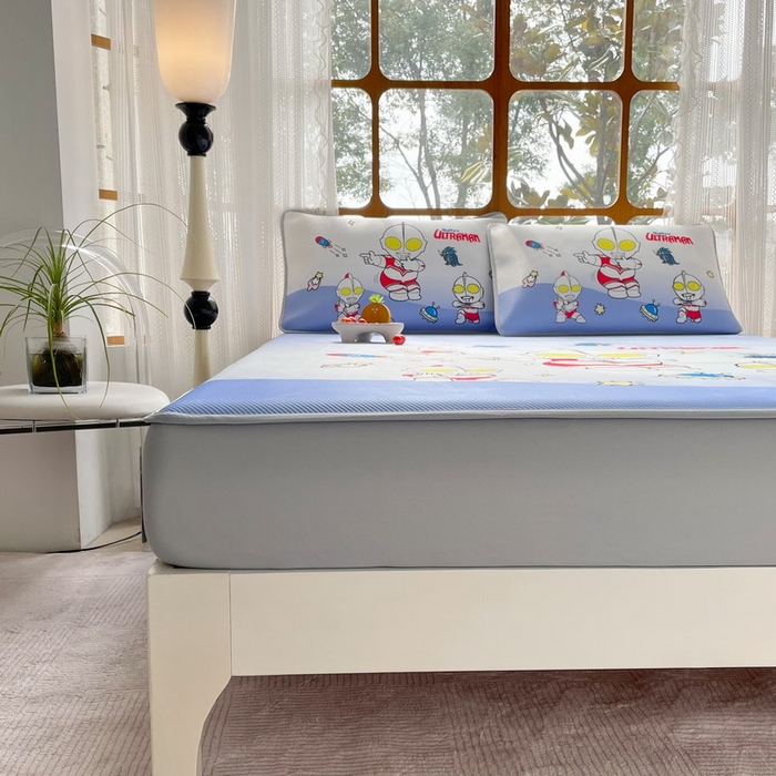 91家纺网 家纺一手货源 找家纺 蘭菲家纺 2025新款冰丝奥特曼凉席套件 抱团