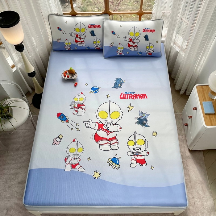 91家纺网 家纺一手货源 找家纺 蘭菲家纺 2025新款冰丝奥特曼凉席套件 抱团