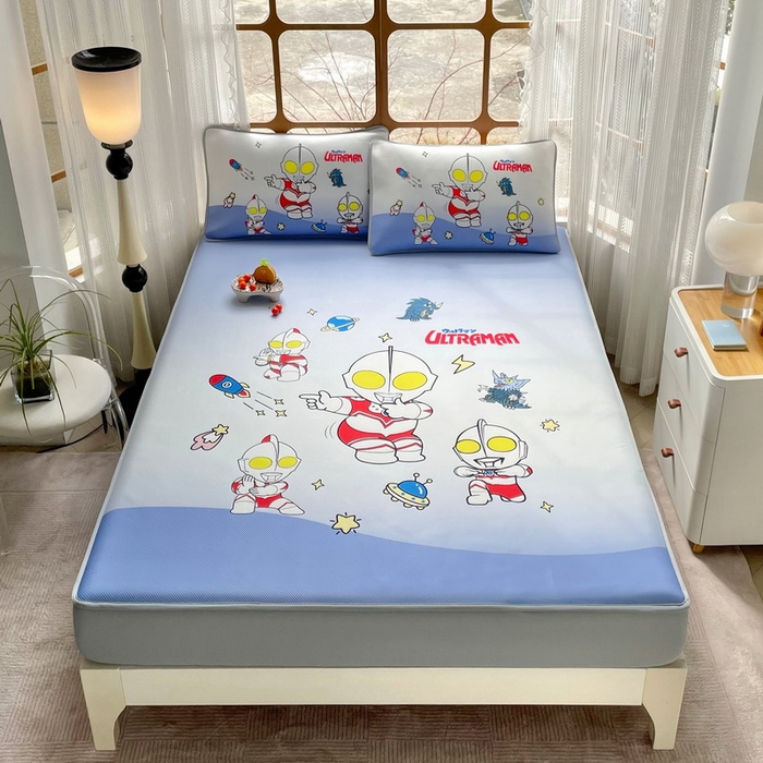 91家纺网 家纺一手货源 找家纺 蘭菲家纺 2025新款冰丝奥特曼凉席套件 抱团