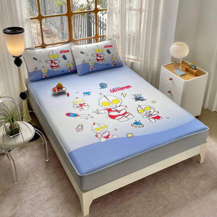 91家纺网 家纺一手货源 找家纺 蘭菲家纺 2025新款冰丝奥特曼凉席套件 抱团