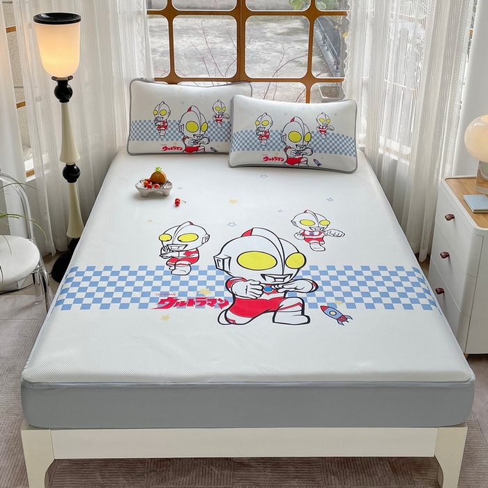 蘭菲家纺 2025新款冰丝奥特曼凉席套件 超人兄弟