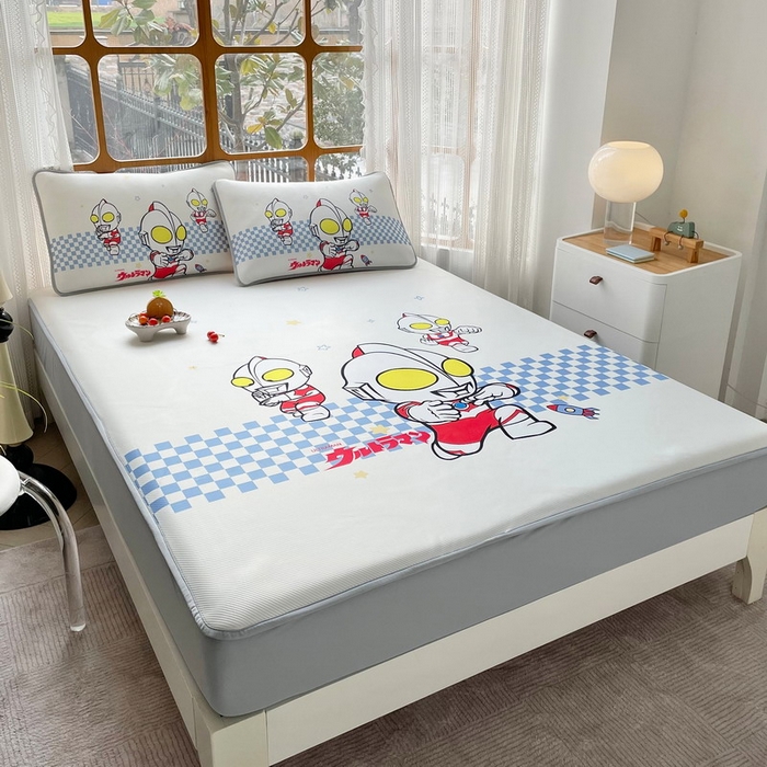 91家纺网 家纺一手货源 找家纺 蘭菲家纺 2025新款冰丝奥特曼凉席套件 超人兄弟