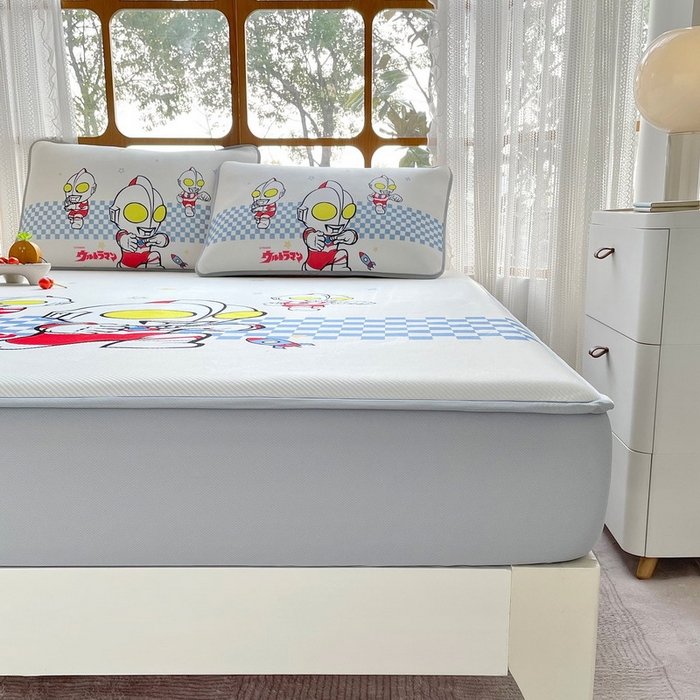 91家纺网 家纺一手货源 找家纺 蘭菲家纺 2025新款冰丝奥特曼凉席套件 超人兄弟