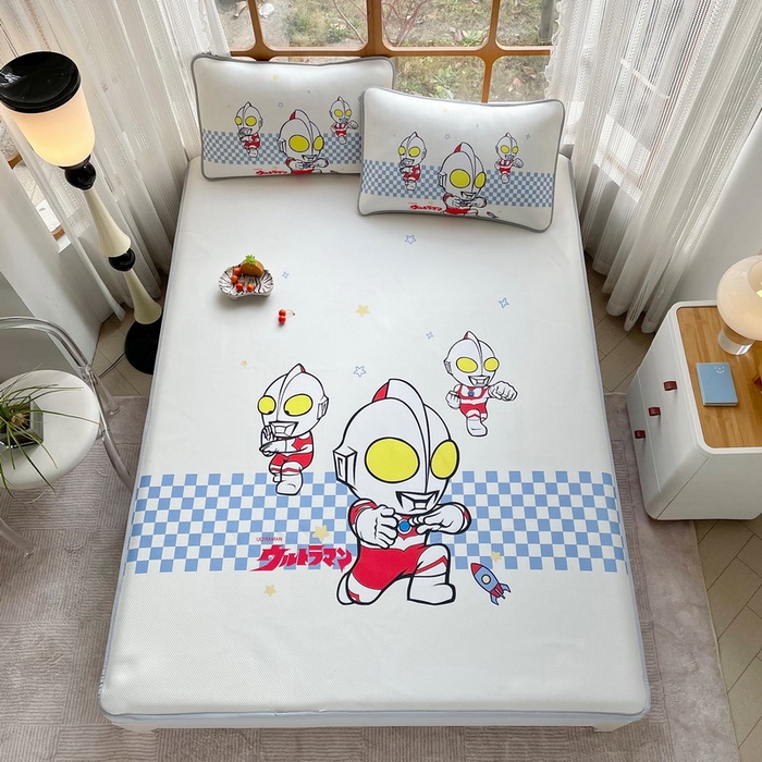 91家纺网 家纺一手货源 找家纺 蘭菲家纺 2025新款冰丝奥特曼凉席套件 超人兄弟