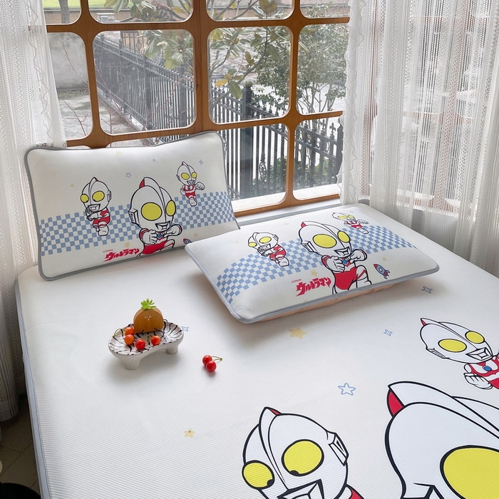 91家纺网 家纺一手货源 找家纺 蘭菲家纺 2025新款冰丝奥特曼凉席套件 超人兄弟