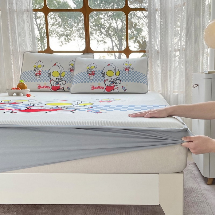 91家纺网 家纺一手货源 找家纺 蘭菲家纺 2025新款冰丝奥特曼凉席套件 超人兄弟