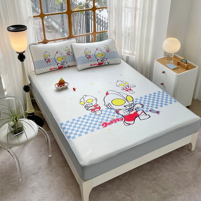 91家纺网 家纺一手货源 找家纺 蘭菲家纺 2025新款冰丝奥特曼凉席套件 超人兄弟