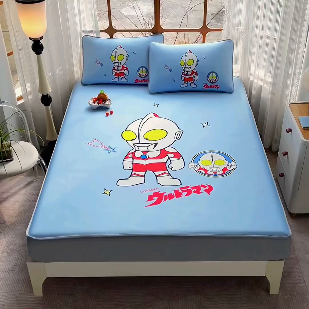 91家纺网 家纺一手货源 找家纺 蘭菲家纺 2025新款冰丝奥特曼凉席套件 成功