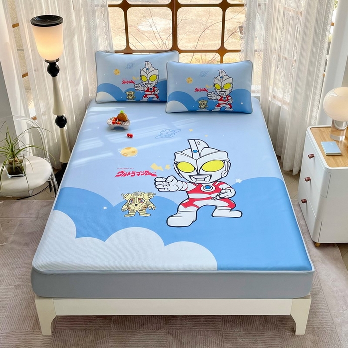 91家纺网 家纺一手货源 找家纺 蘭菲家纺 2025新款冰丝奥特曼凉席套件 出击