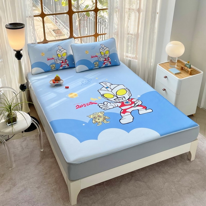 91家纺网 家纺一手货源 找家纺 蘭菲家纺 2025新款冰丝奥特曼凉席套件 出击