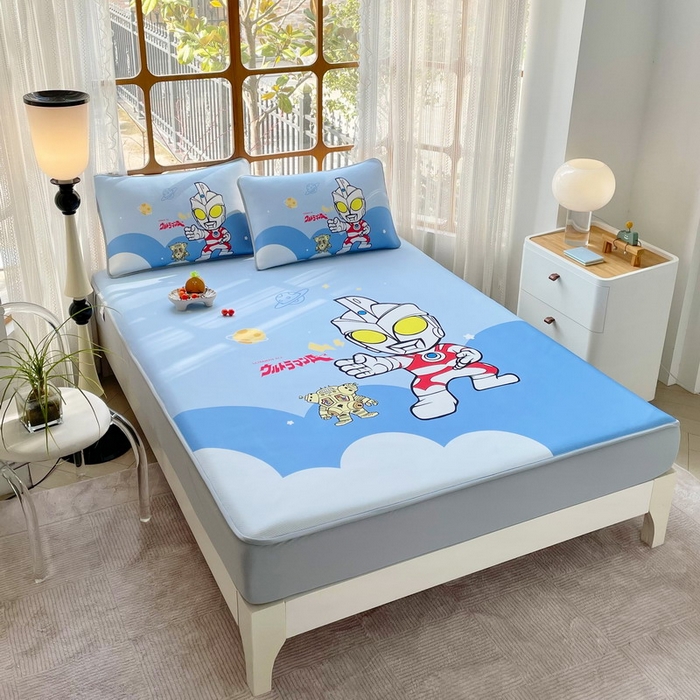 91家纺网 家纺一手货源 找家纺 蘭菲家纺 2025新款冰丝奥特曼凉席套件 出击