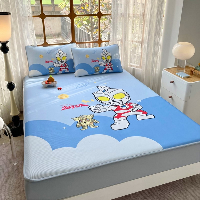 91家纺网 家纺一手货源 找家纺 蘭菲家纺 2025新款冰丝奥特曼凉席套件 出击