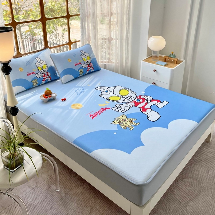 91家纺网 家纺一手货源 找家纺 蘭菲家纺 2025新款冰丝奥特曼凉席套件 出击