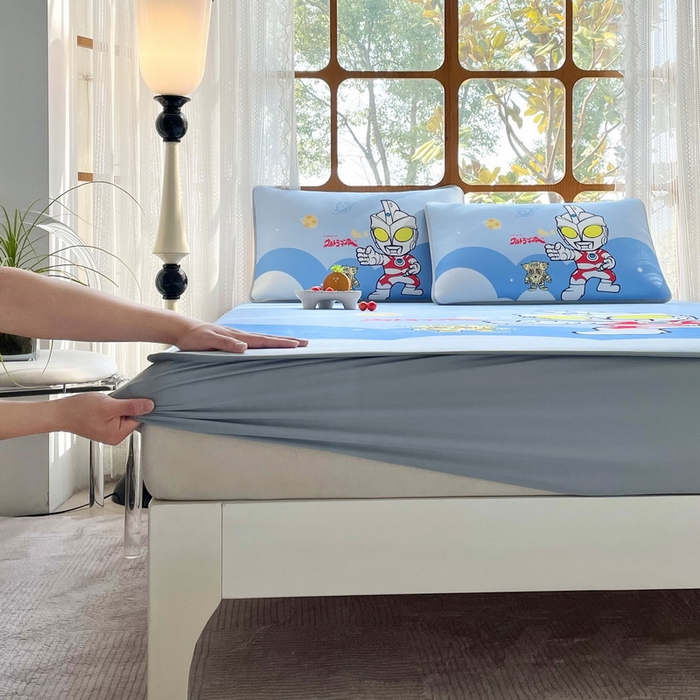 91家纺网 家纺一手货源 找家纺 蘭菲家纺 2025新款冰丝奥特曼凉席套件 出击