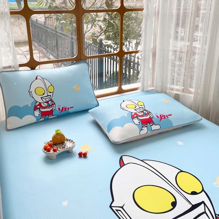 91家纺网 家纺一手货源 找家纺 蘭菲家纺 2025新款冰丝奥特曼凉席套件 发呆