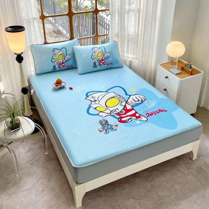 91家纺网 家纺一手货源 找家纺 蘭菲家纺 2025新款冰丝奥特曼凉席套件 飞天