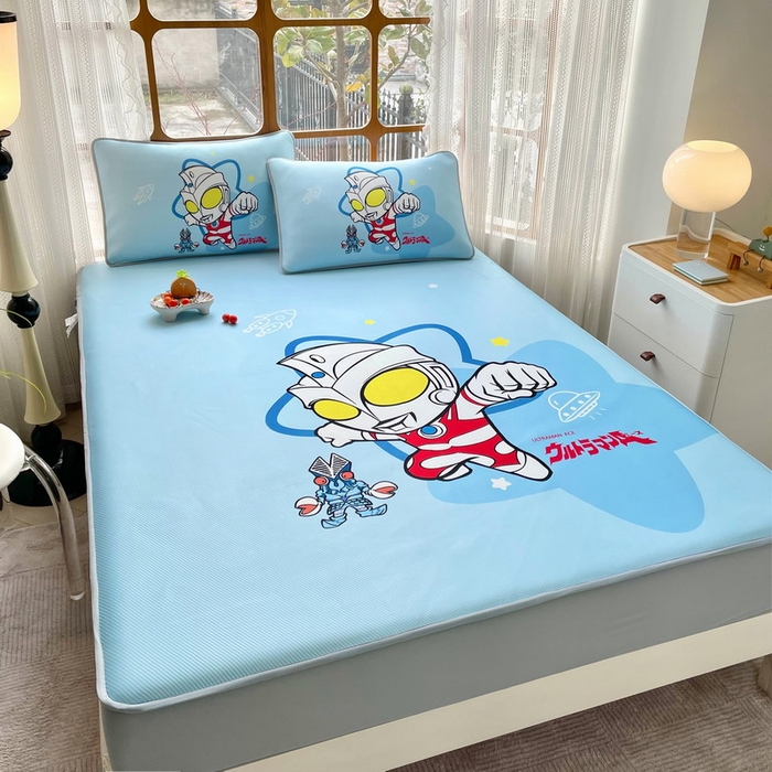 91家纺网 家纺一手货源 找家纺 蘭菲家纺 2025新款冰丝奥特曼凉席套件 飞天