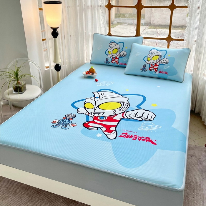 91家纺网 家纺一手货源 找家纺 蘭菲家纺 2025新款冰丝奥特曼凉席套件 飞天