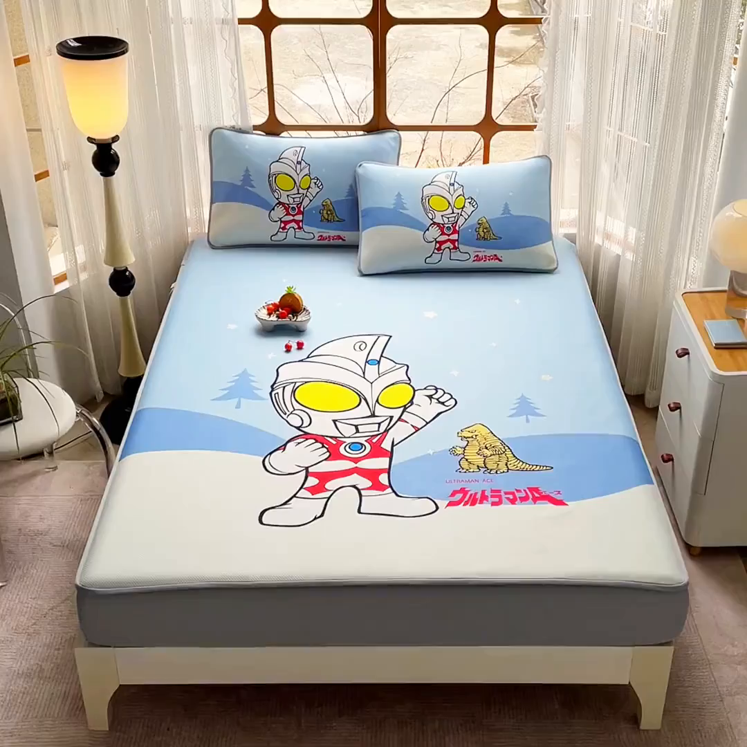 91家纺网 家纺一手货源 找家纺 蘭菲家纺 2025新款冰丝奥特曼凉席套件 归来