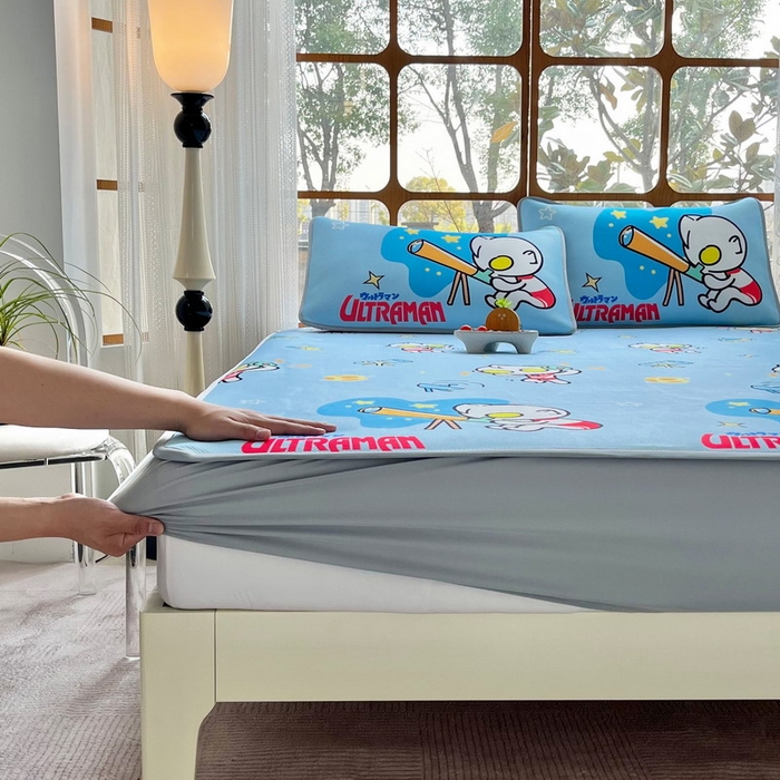 91家纺网 家纺一手货源 找家纺 蘭菲家纺 2025新款冰丝奥特曼凉席套件 科学家