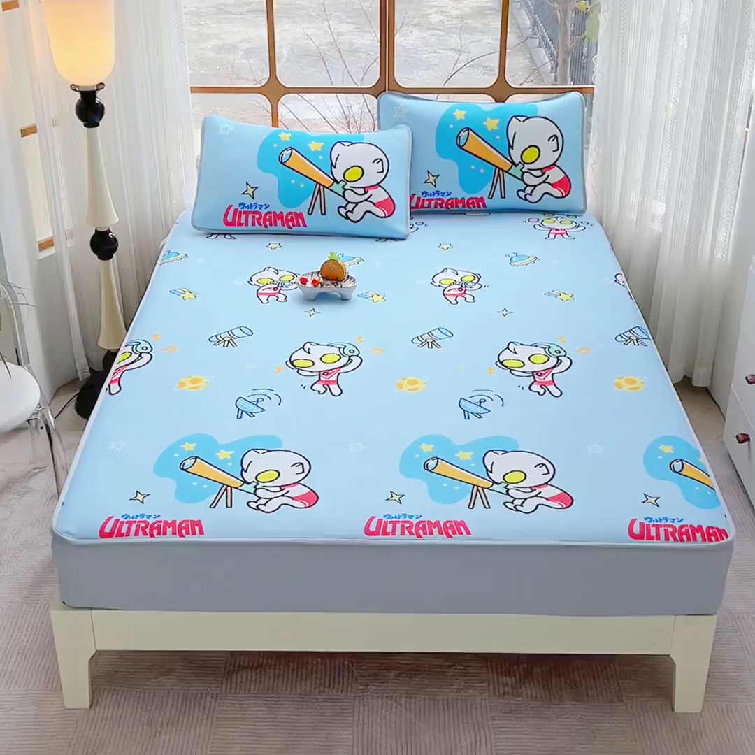 91家纺网 家纺一手货源 找家纺 蘭菲家纺 2025新款冰丝奥特曼凉席套件 科学家