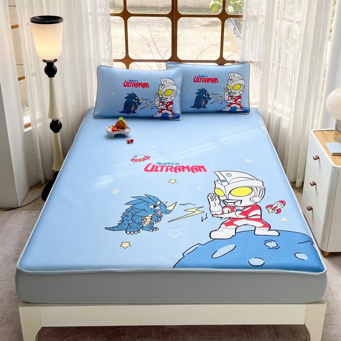 蘭菲家纺 2025新款冰丝奥特曼凉席套件 闪电