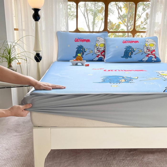 91家纺网 家纺一手货源 找家纺 蘭菲家纺 2025新款冰丝奥特曼凉席套件 闪电