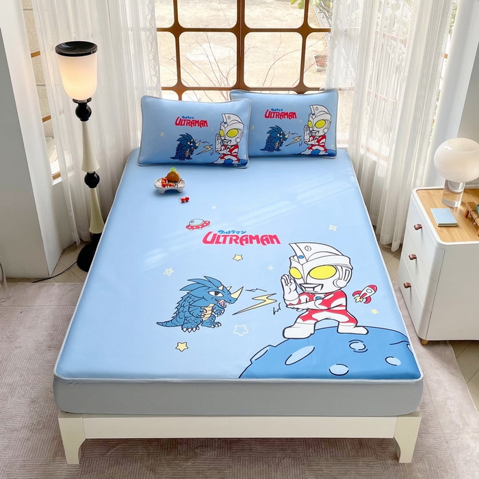 91家纺网 家纺一手货源 找家纺 蘭菲家纺 2025新款冰丝奥特曼凉席套件 闪电