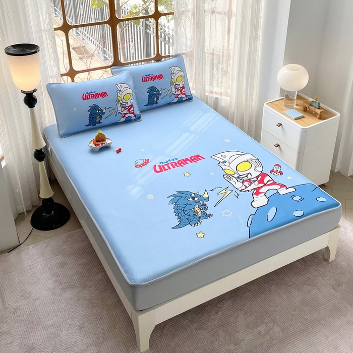 91家纺网 家纺一手货源 找家纺 蘭菲家纺 2025新款冰丝奥特曼凉席套件 闪电