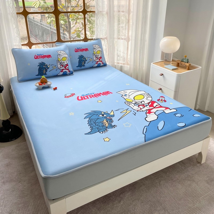 91家纺网 家纺一手货源 找家纺 蘭菲家纺 2025新款冰丝奥特曼凉席套件 闪电