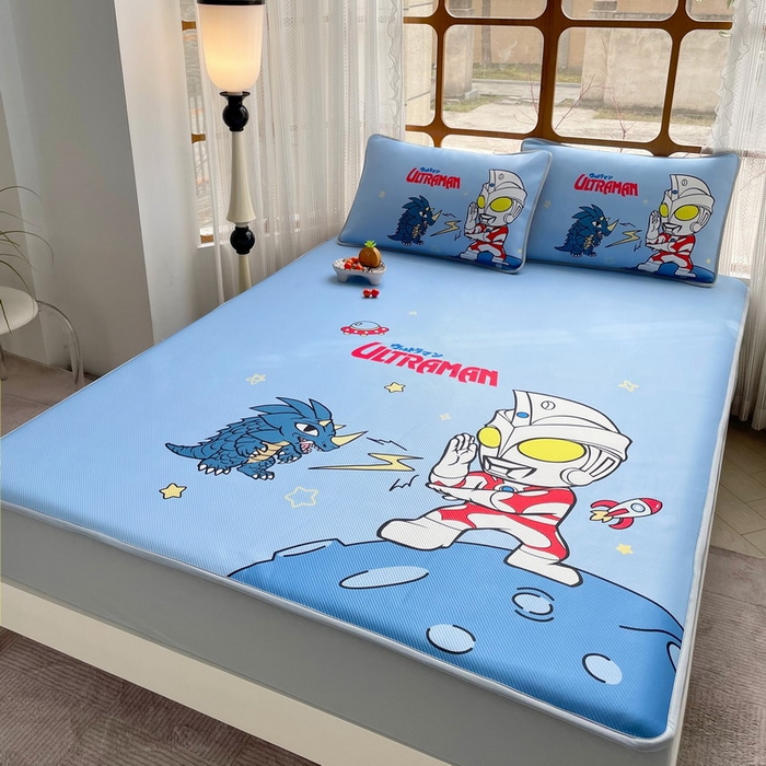 91家纺网 家纺一手货源 找家纺 蘭菲家纺 2025新款冰丝奥特曼凉席套件 闪电