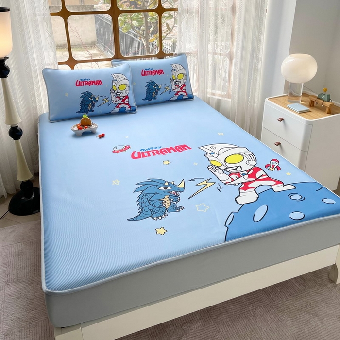 91家纺网 家纺一手货源 找家纺 蘭菲家纺 2025新款冰丝奥特曼凉席套件 闪电