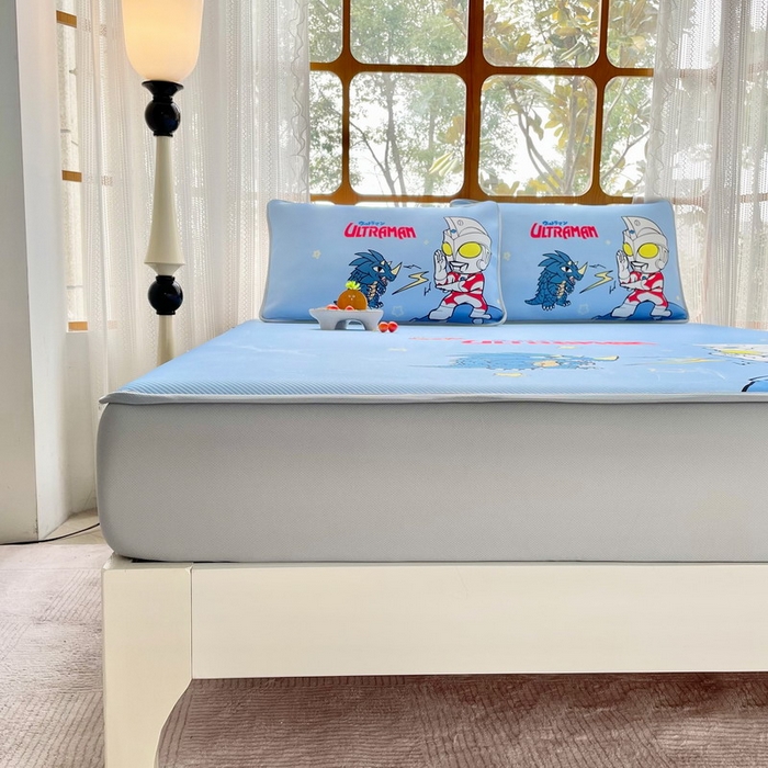 91家纺网 家纺一手货源 找家纺 蘭菲家纺 2025新款冰丝奥特曼凉席套件 闪电