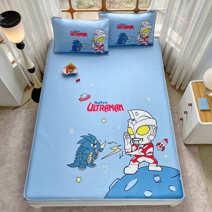 91家纺网 家纺一手货源 找家纺 蘭菲家纺 2025新款冰丝奥特曼凉席套件 闪电