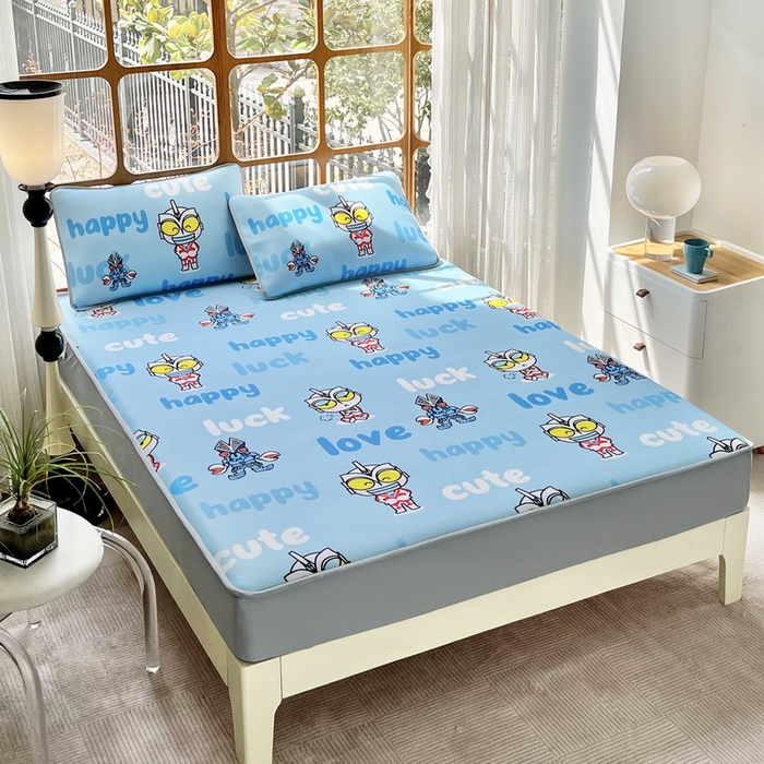 91家纺网 家纺一手货源 找家纺 蘭菲家纺 2025新款冰丝奥特曼凉席套件 上学