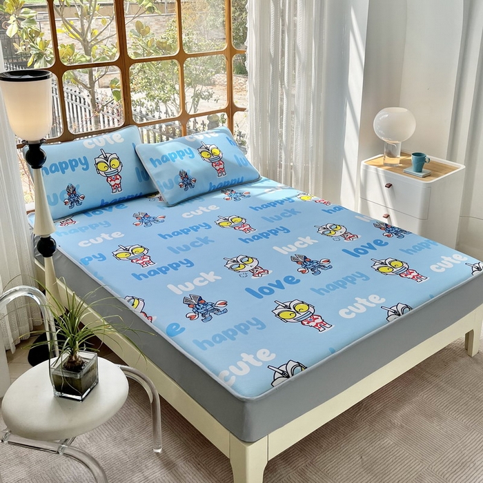 91家纺网 家纺一手货源 找家纺 蘭菲家纺 2025新款冰丝奥特曼凉席套件 上学