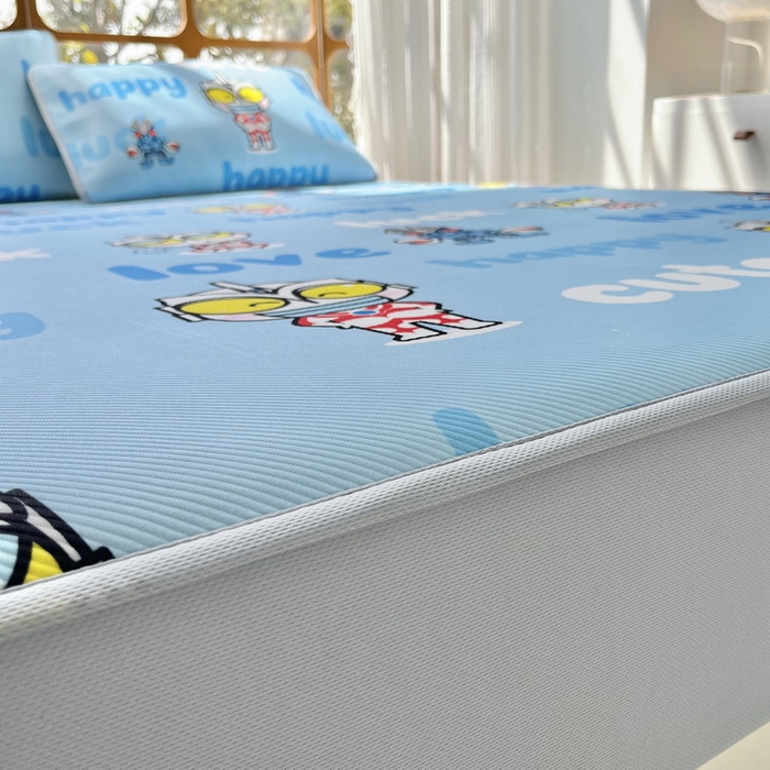 91家纺网 家纺一手货源 找家纺 蘭菲家纺 2025新款冰丝奥特曼凉席套件 上学