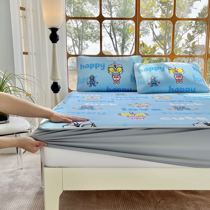 91家纺网 家纺一手货源 找家纺 蘭菲家纺 2025新款冰丝奥特曼凉席套件 上学