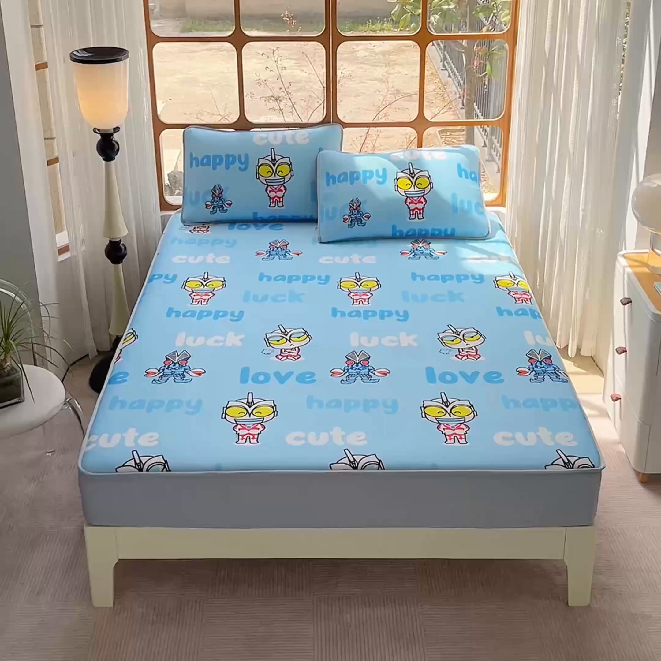 91家纺网 家纺一手货源 找家纺 蘭菲家纺 2025新款冰丝奥特曼凉席套件 上学