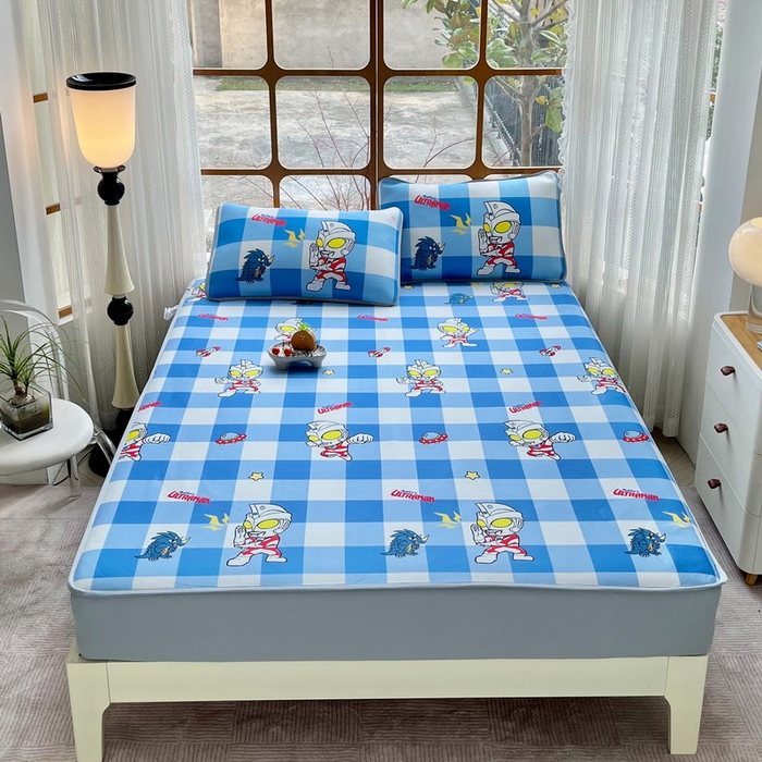 91家纺网 家纺一手货源 找家纺 蘭菲家纺 2025新款冰丝奥特曼凉席套件 随影