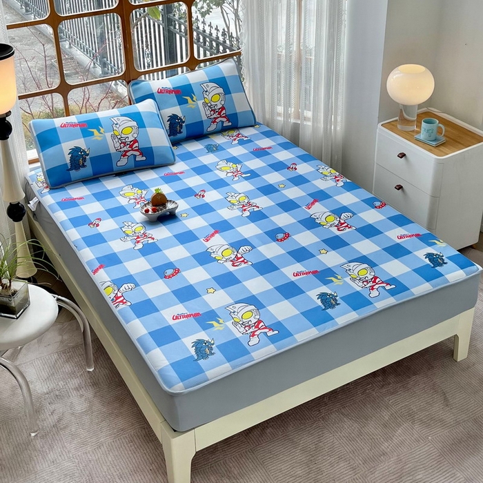 91家纺网 家纺一手货源 找家纺 蘭菲家纺 2025新款冰丝奥特曼凉席套件 随影