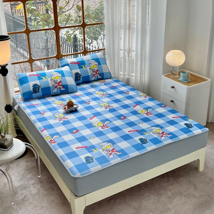 91家纺网 家纺一手货源 找家纺 蘭菲家纺 2025新款冰丝奥特曼凉席套件 随影