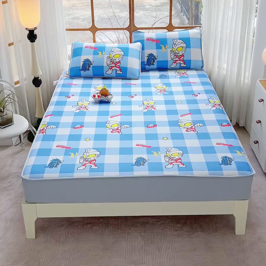 91家纺网 家纺一手货源 找家纺 蘭菲家纺 2025新款冰丝奥特曼凉席套件 随影