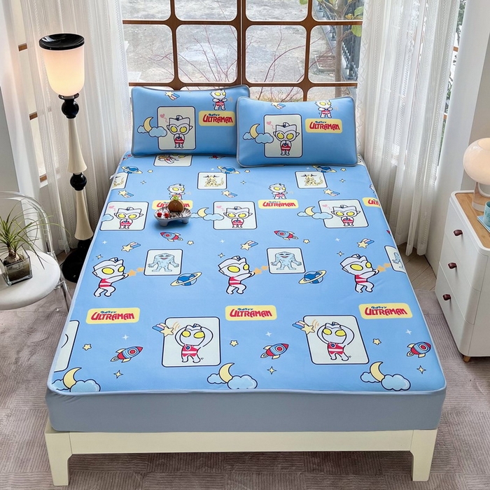 蘭菲家纺 2025新款冰丝奥特曼凉席套件 太空游