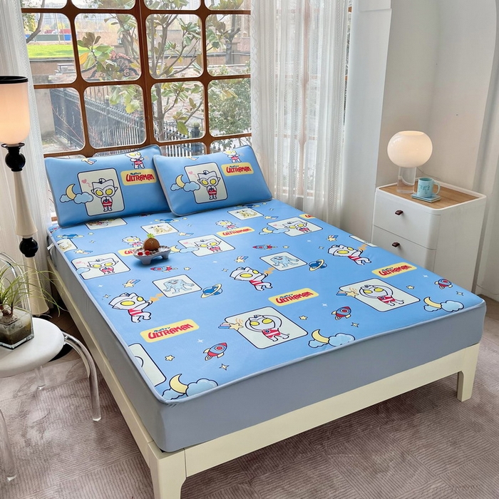 91家纺网 家纺一手货源 找家纺 蘭菲家纺 2025新款冰丝奥特曼凉席套件 太空游