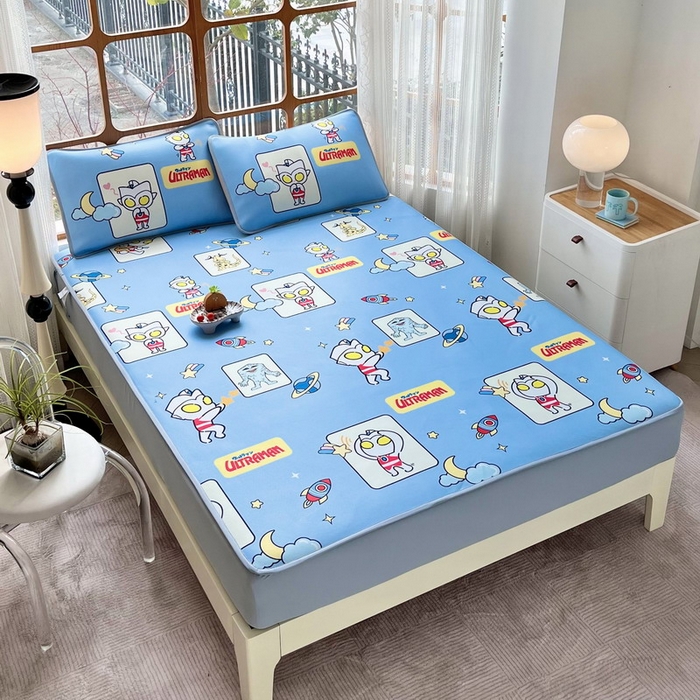 91家纺网 家纺一手货源 找家纺 蘭菲家纺 2025新款冰丝奥特曼凉席套件 太空游